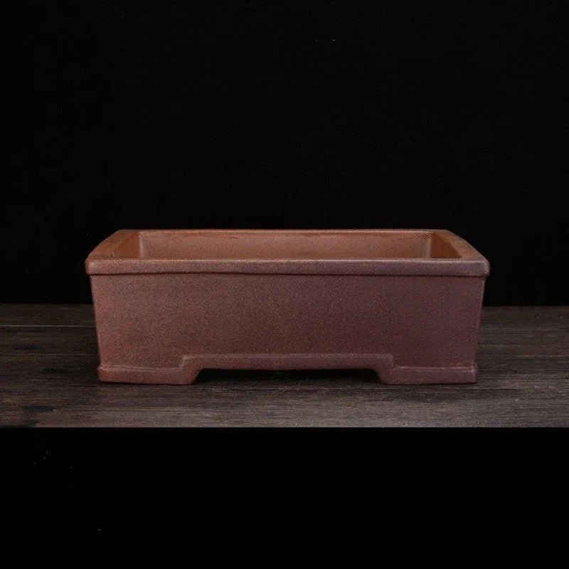 12.2" (31cm) Large Rustic Rectangular Bonsai Pot w Notched Feet