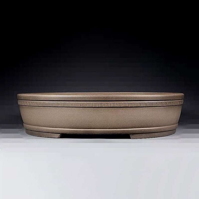 12.2 inch (31cm) Large Oval Shallow Bonsai Pot w Decorative Rim