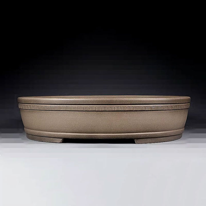 12.2 inch (31cm) Large Oval Shallow Bonsai Pot w Decorative Rim