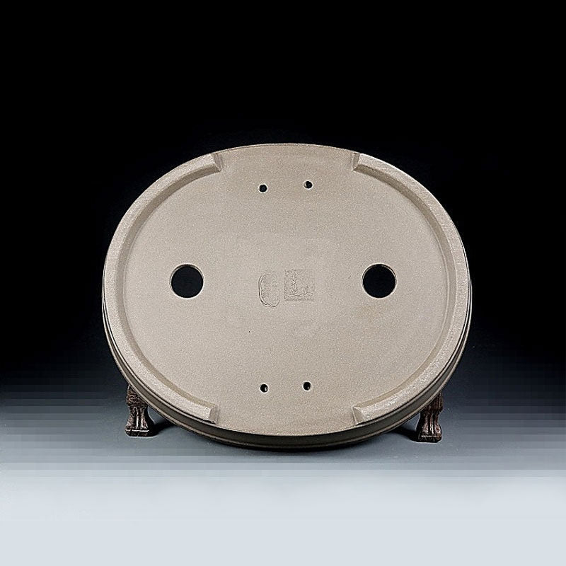 12.2 inch (31cm) Large Oval Shallow Bonsai Pot w Decorative Rim Bottom View