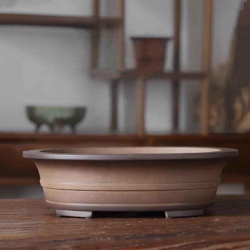 12.3" (31.4cm) Large Traditional Yixing Clay Oval Handmade Bonsai Pot