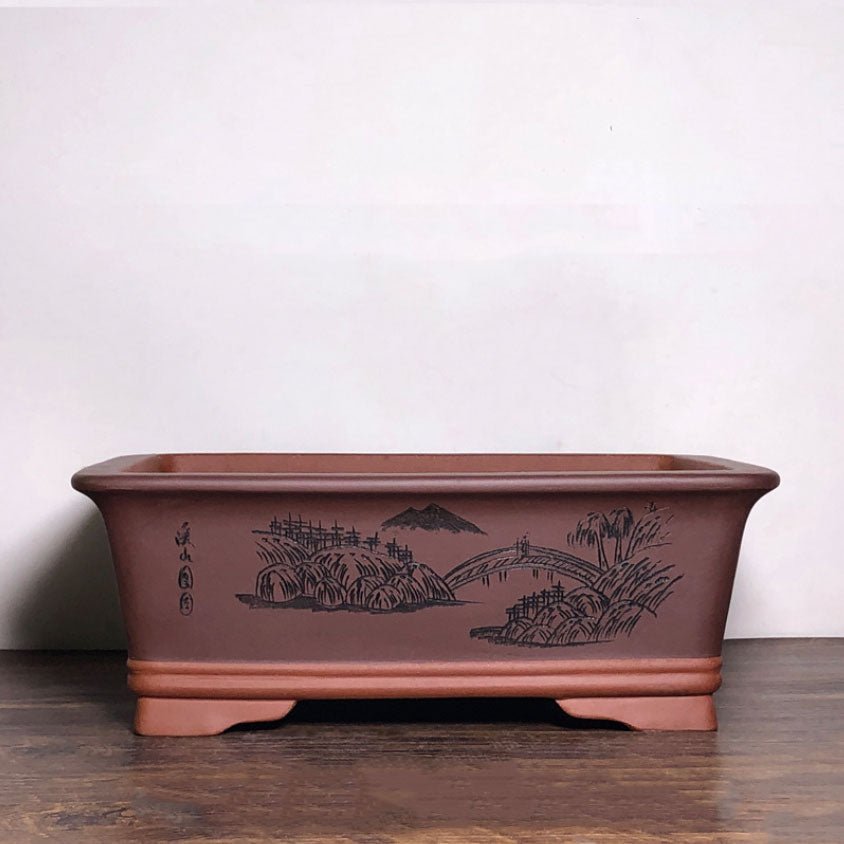 12.4" (31.5cm) Rectangular Raised Feet Artistic Bonsai Pot Purple