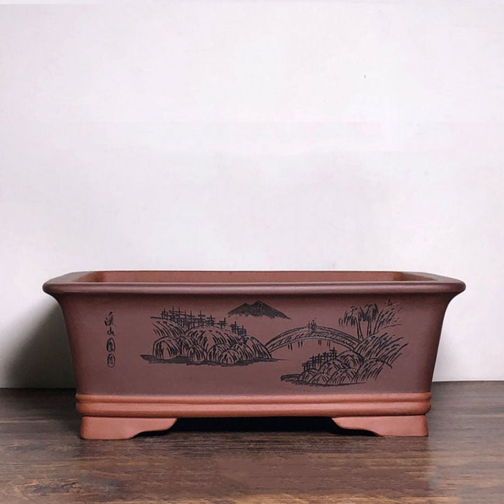 12.4" (31.5cm) Rectangular Raised Feet Artistic Bonsai Pot Purple