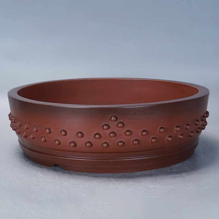 12.4 inch (31.5cm) Large Round Studded Unglazed Drum Bonsai Pot