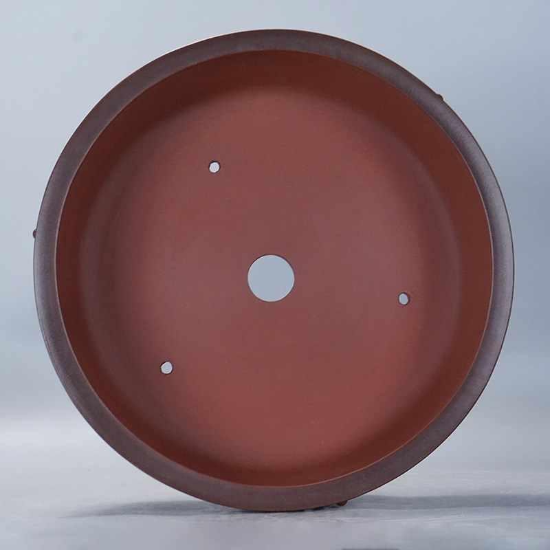 12.4 inch (31.5cm) Large Round Studded Unglazed Drum Bonsai Pot Inner View