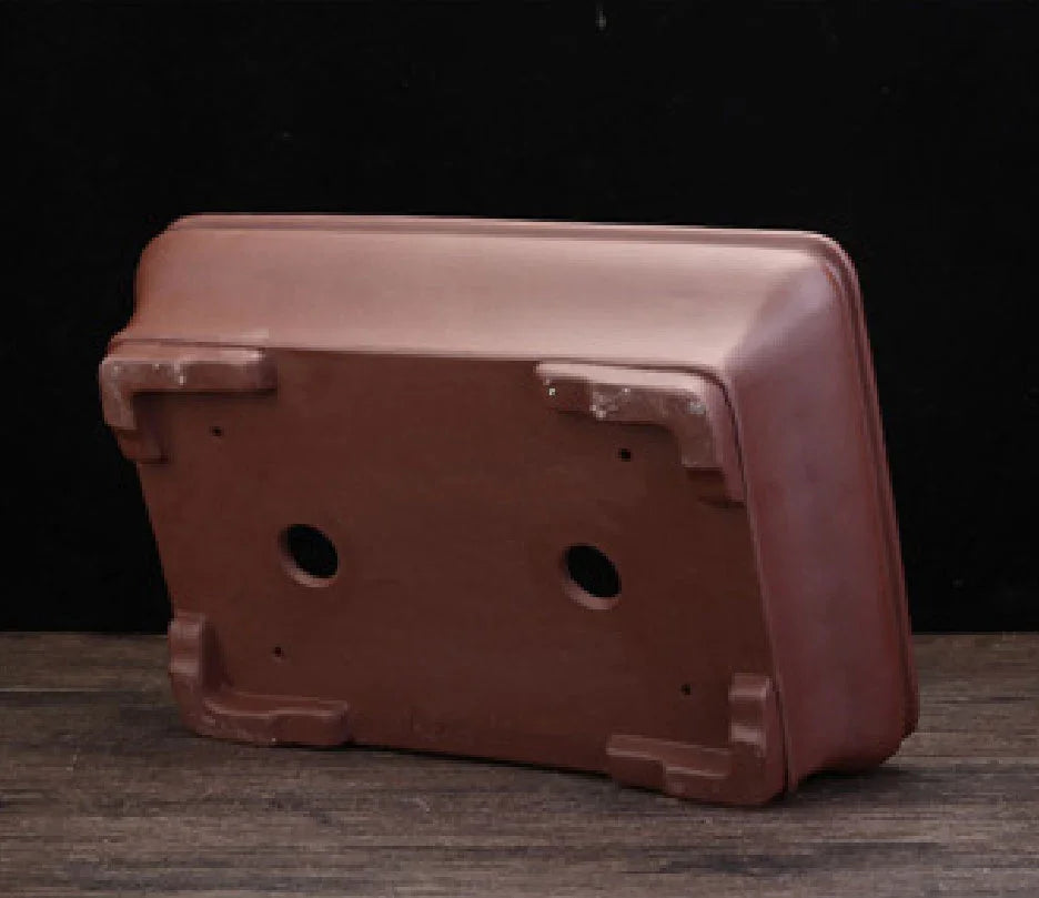 12.6" (32cm) Large Rectangular Bonsai Pot with Gently Rounded Walls Bottom View
