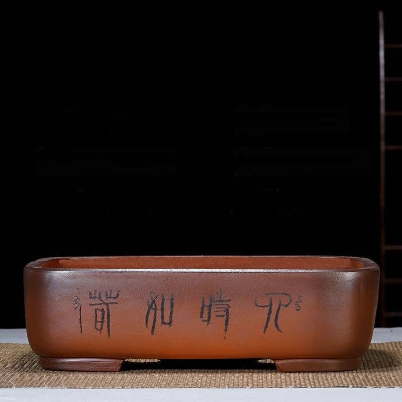 12.6" (32cm) Rectangular Antique-Like Dark Brown Bonsai Pot