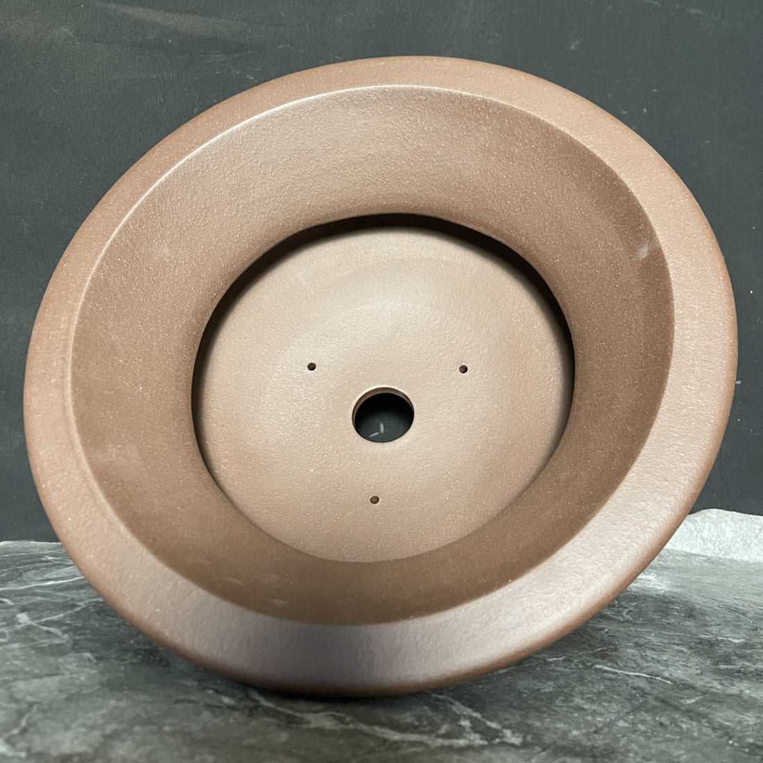 12.6 inch (32cm) Large 5.5 inch (14cm) Deep Flared Round Unique Bonsai Pot w Three Large Feet Inner View