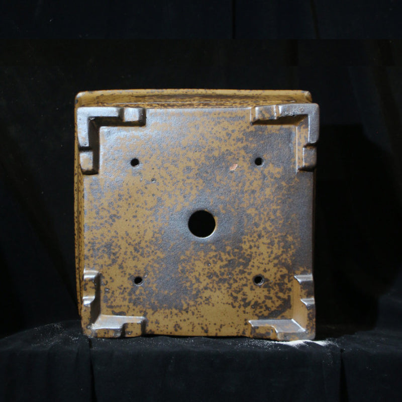 12.6 inch (32cm) Large 6.3 inch (16cm) Deep Square Wood-Fired Semi Cascade Bonsai Pot Bottom View