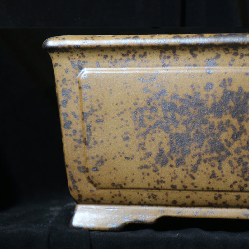 12.6 inch (32cm) Large 6.3 inch (16cm) Deep Square Wood-Fired Semi Cascade Bonsai Pot Close Shot