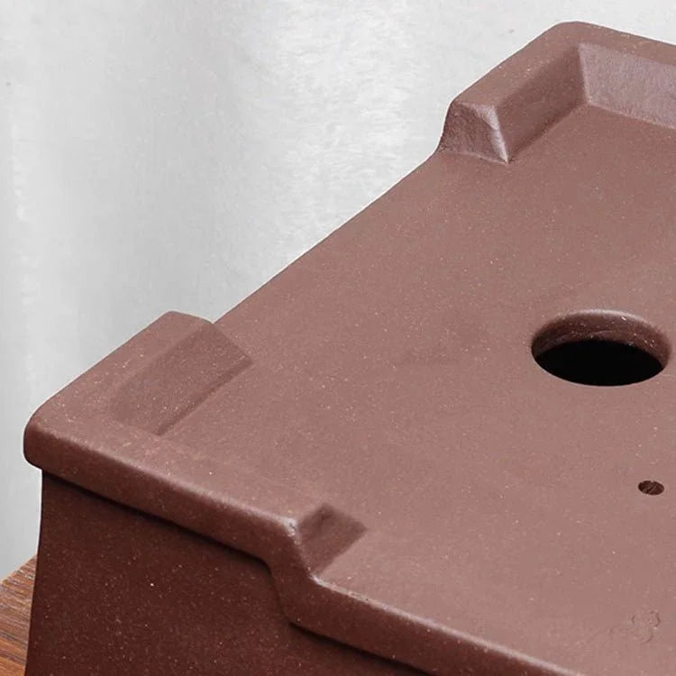 12.6 inch (32cm) Large Bold Rectangular Yixing Clay Bonsai Pot Bottom View Close Shot