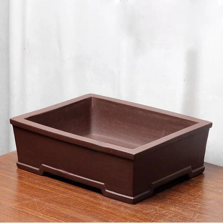 12.6 inch (32cm) Large Bold Rectangular Yixing Clay Bonsai Pot Corner View