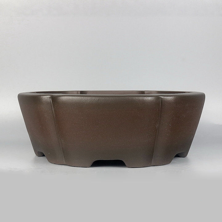 12.6 inch (32cm) Large Flared Hexagonal Dark Unglazed Premium Bonsai Pot