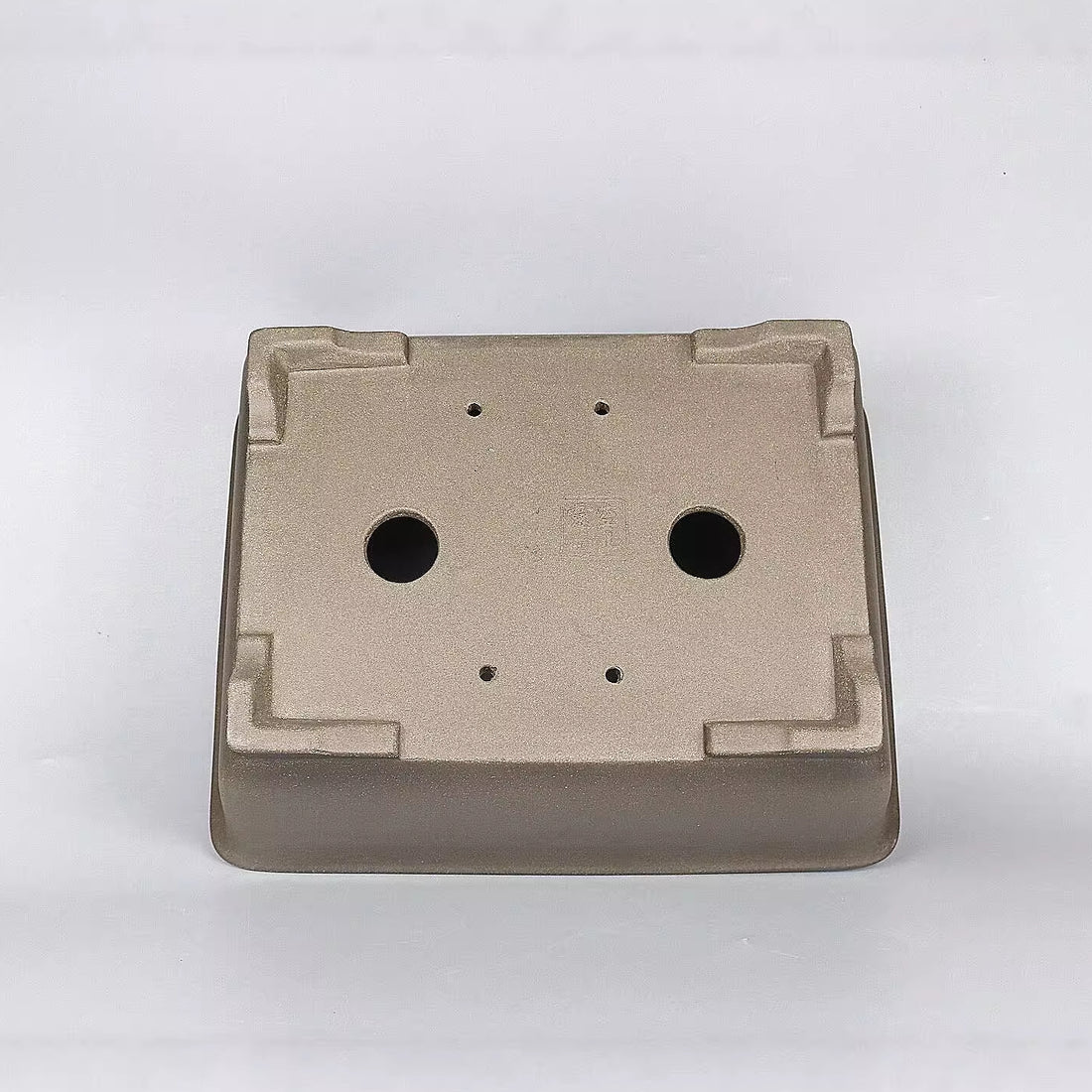 12.6 inch (32cm) Large Rectangular Beige Dual Tone Traditional Unglazed Bonsai Pot Bottom View