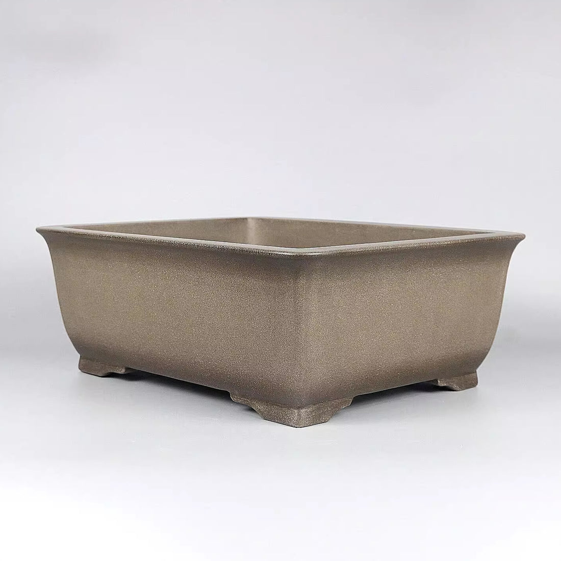 12.6 inch (32cm) Large Rectangular Beige Dual Tone Traditional Unglazed Bonsai Pot Corner View