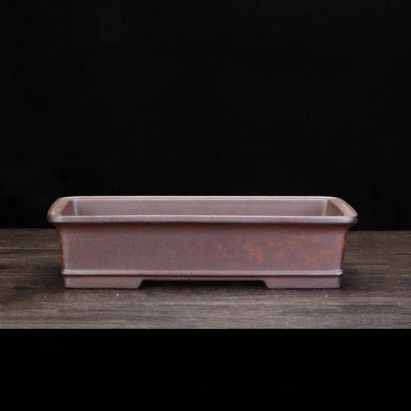 12.9" (32.8cm) Long Rectangle Speckled Unglazed Finish Bonsai Pot