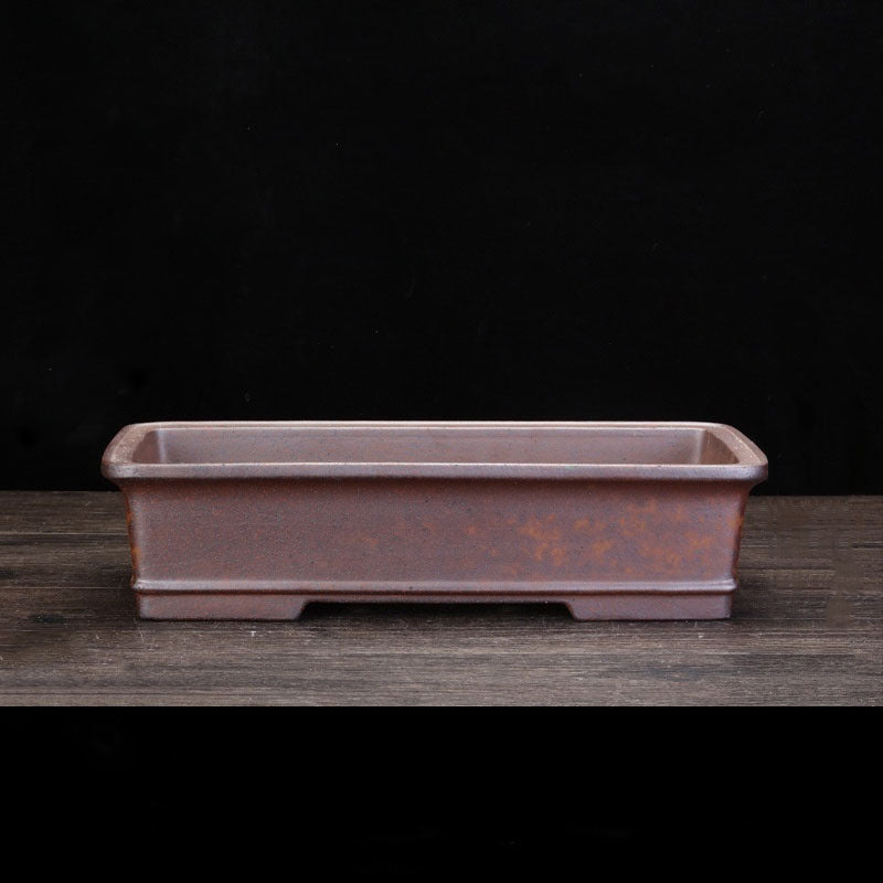 12.9" (32.8cm) Long Rectangle Speckled Unglazed Finish Bonsai Pot