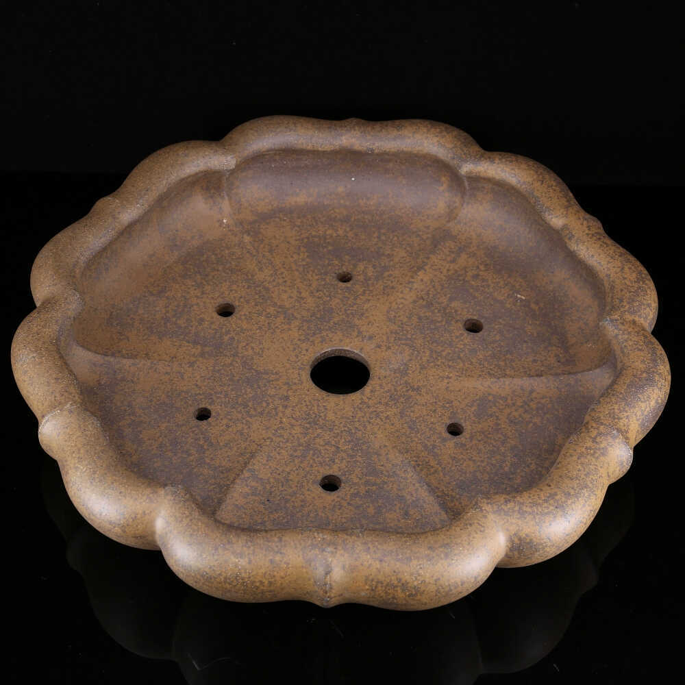12" (30.5cm) Large Handcrafted Rustic Lotus Shaped Bonsai Pot Inner View