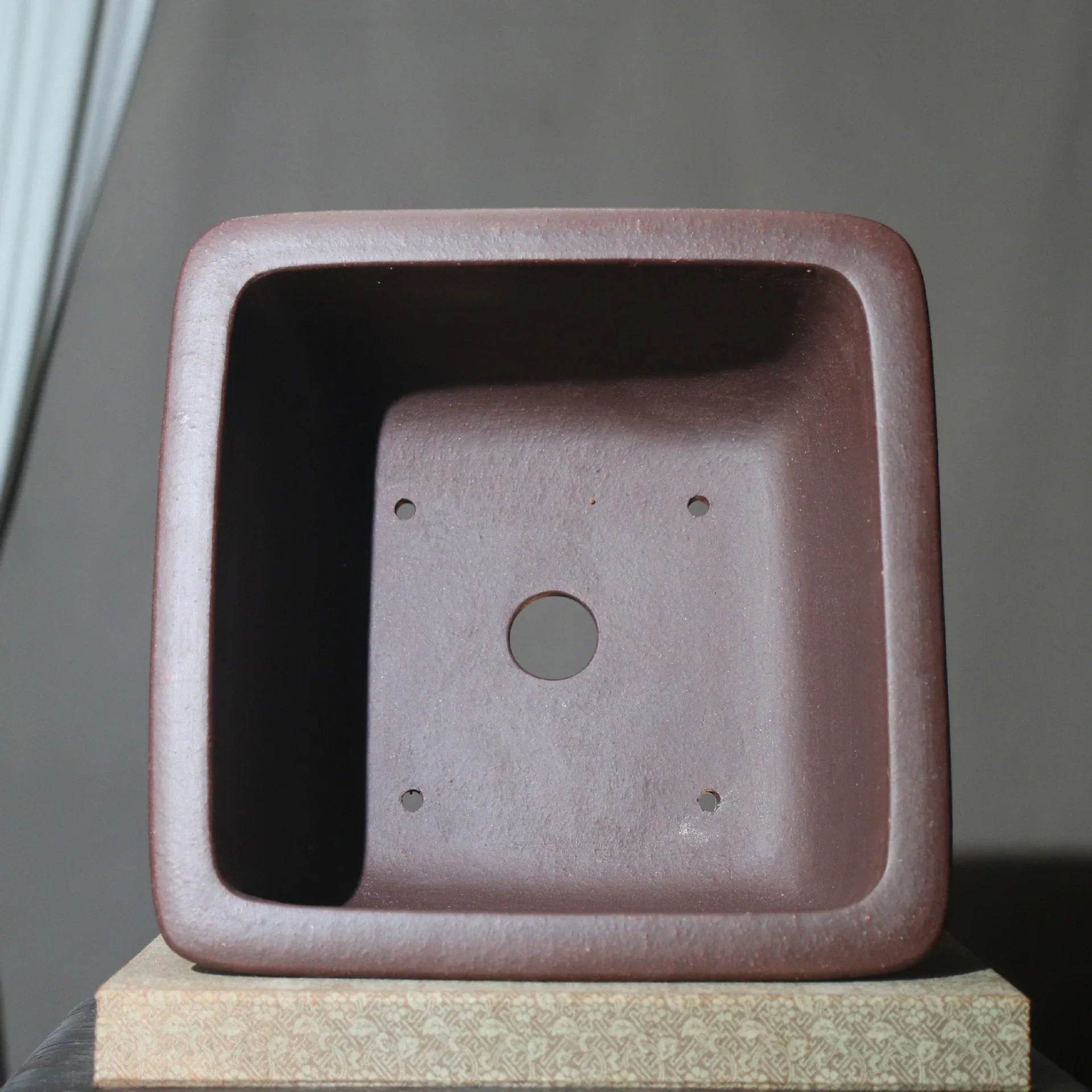 12" (30.5cm) Large Square Handcrafted Premium Bonsai Pot Inner View