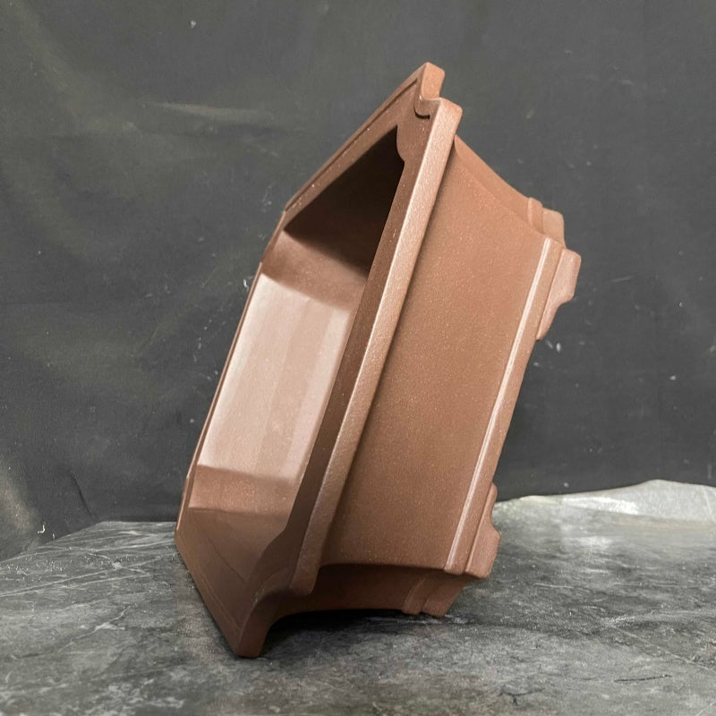 13.3 inch (34cm) Large Classic Flared Rectangular Corner-Cut Bonsai Pot Side View