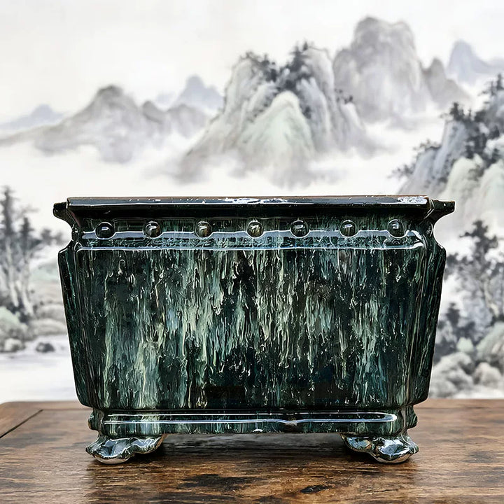 13.5" (34.5cm) Large 8" (20.5cm) Deep Square Exclusive Glazed Bonsai Pot