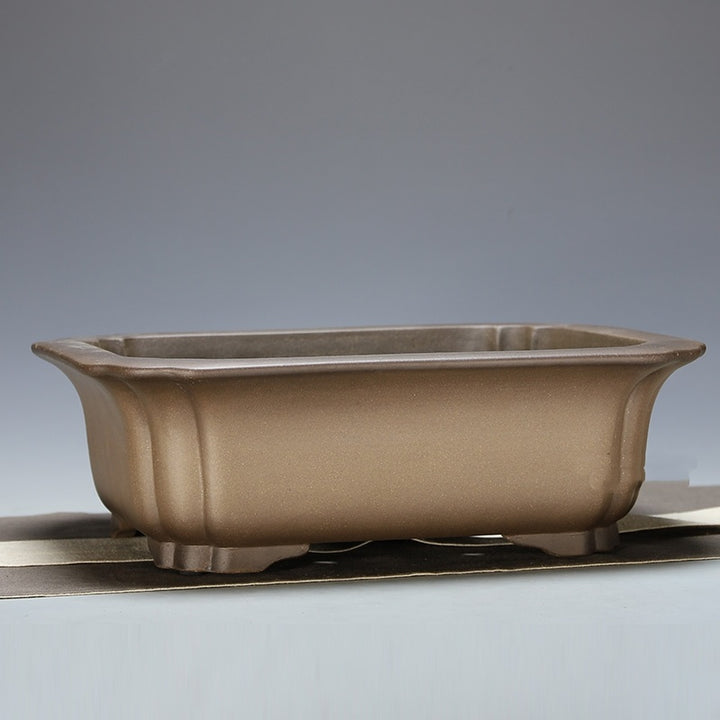 13.5 inch (34.4cm) Large Rectangular Premium Bonsai Pot w Fluted Corners Corner View