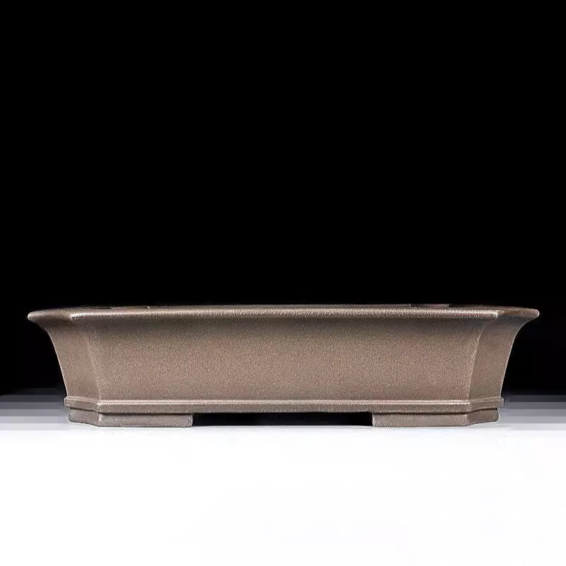 13.5 inch (34.5cm) Large Flared Rectangular Corner-Cut Classic Unglazed Bonsai Pot