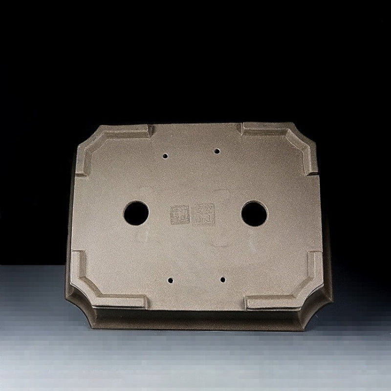 13.5 inch (34.5cm) Large Flared Rectangular Corner-Cut Classic Unglazed Bonsai Pot Bottom View