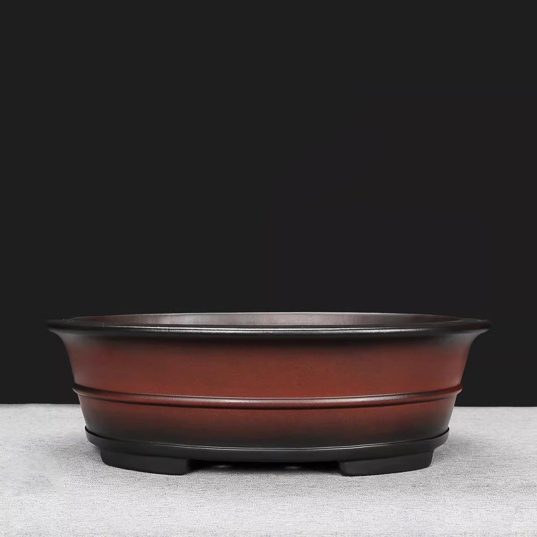 13.5 inch (34.5cm) Large Oval Redish Brown-Black Dual Tone Antique Styl Bonsai Pot