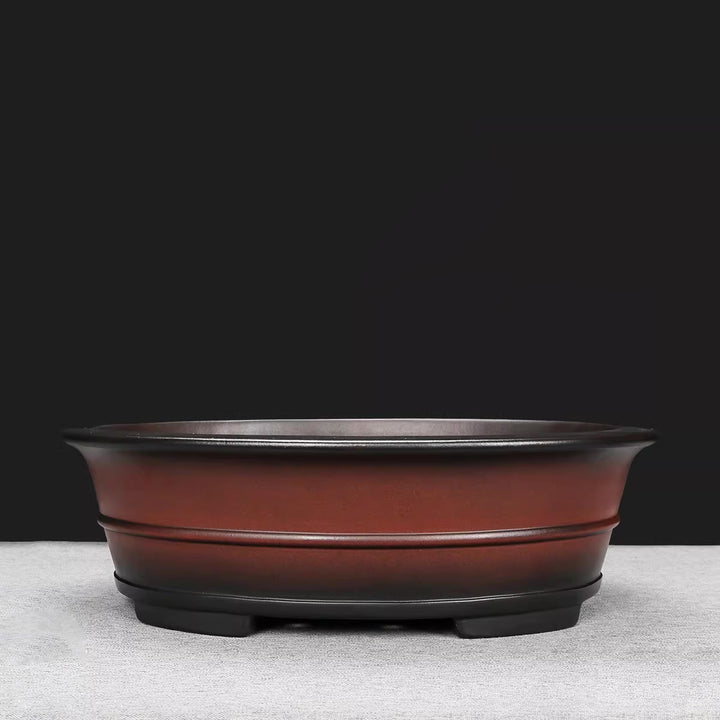 13.5 inch (34.5cm) Large Oval Redish Brown-Black Dual Tone Antique Styl Bonsai Pot