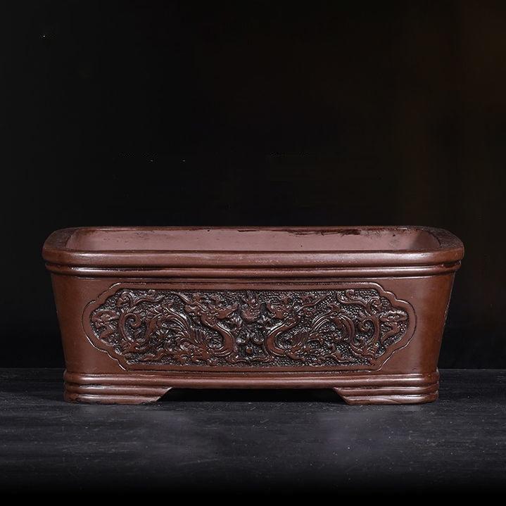 13.7" (35cm) Large Antique-Like Smooth Edged Rectangular Bonsai Pot