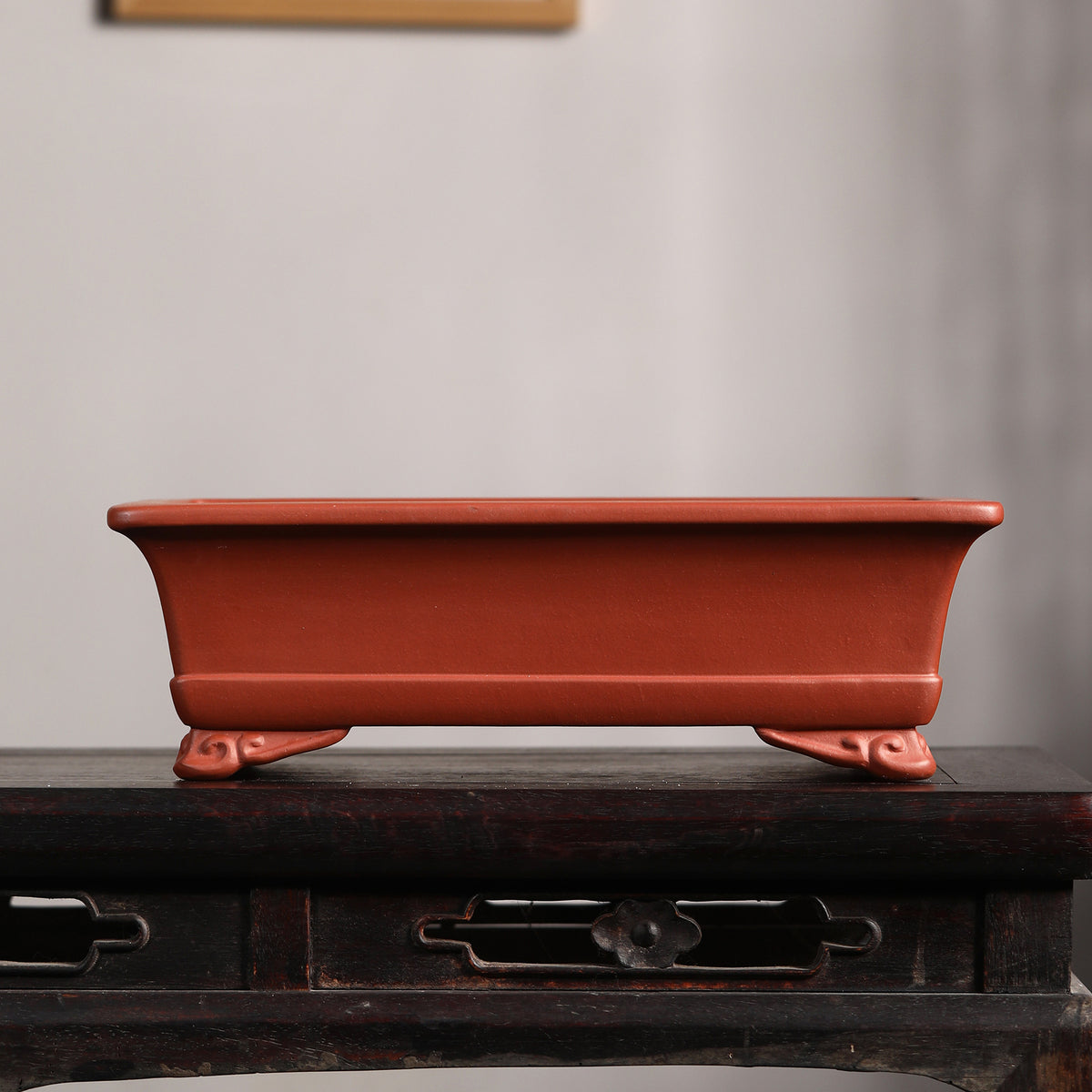 13.7" (35cm) Large Traditional Rectangle Bonsai Pots w Raised Feet Orange Color