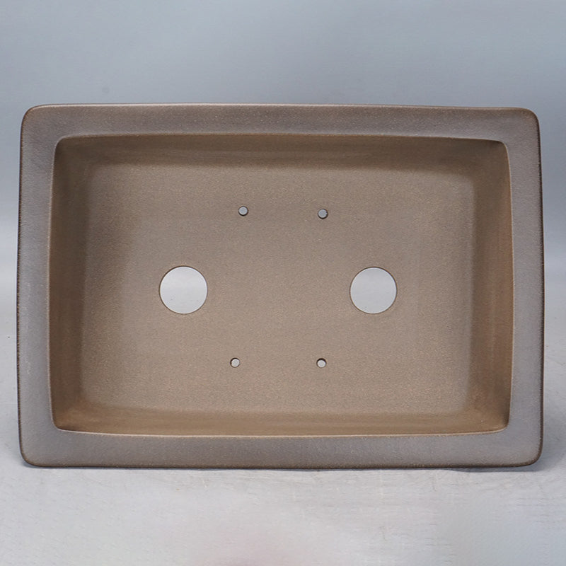 13.7 inch (35cm) Large Traditional Flared Rectangular Dual Tone Gradient Unglazed Bonsai Pot Inner View