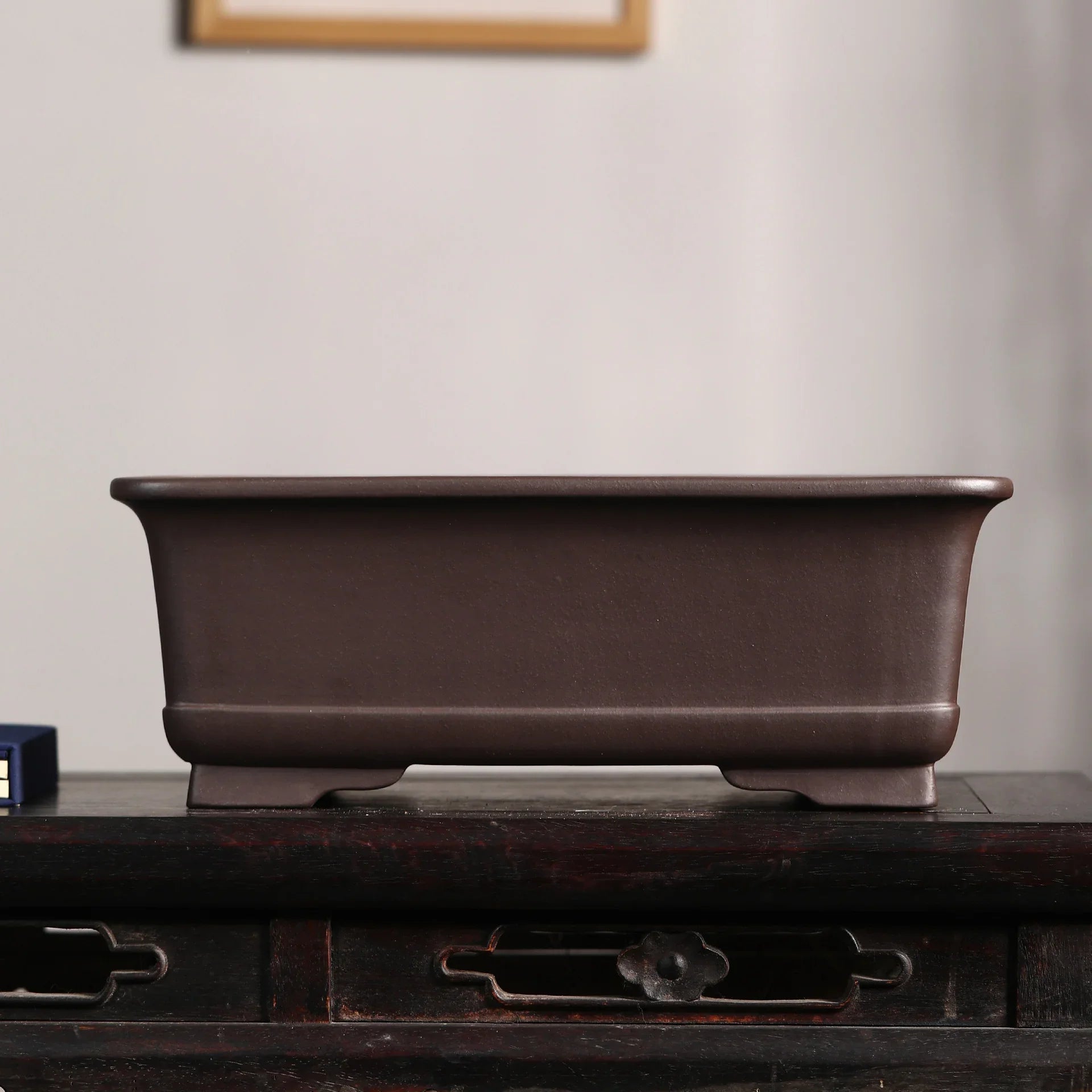 13.9" (35.5cm) Large Rectangular Handcrafted Yixing Clay Bonsai Pots Brown Color