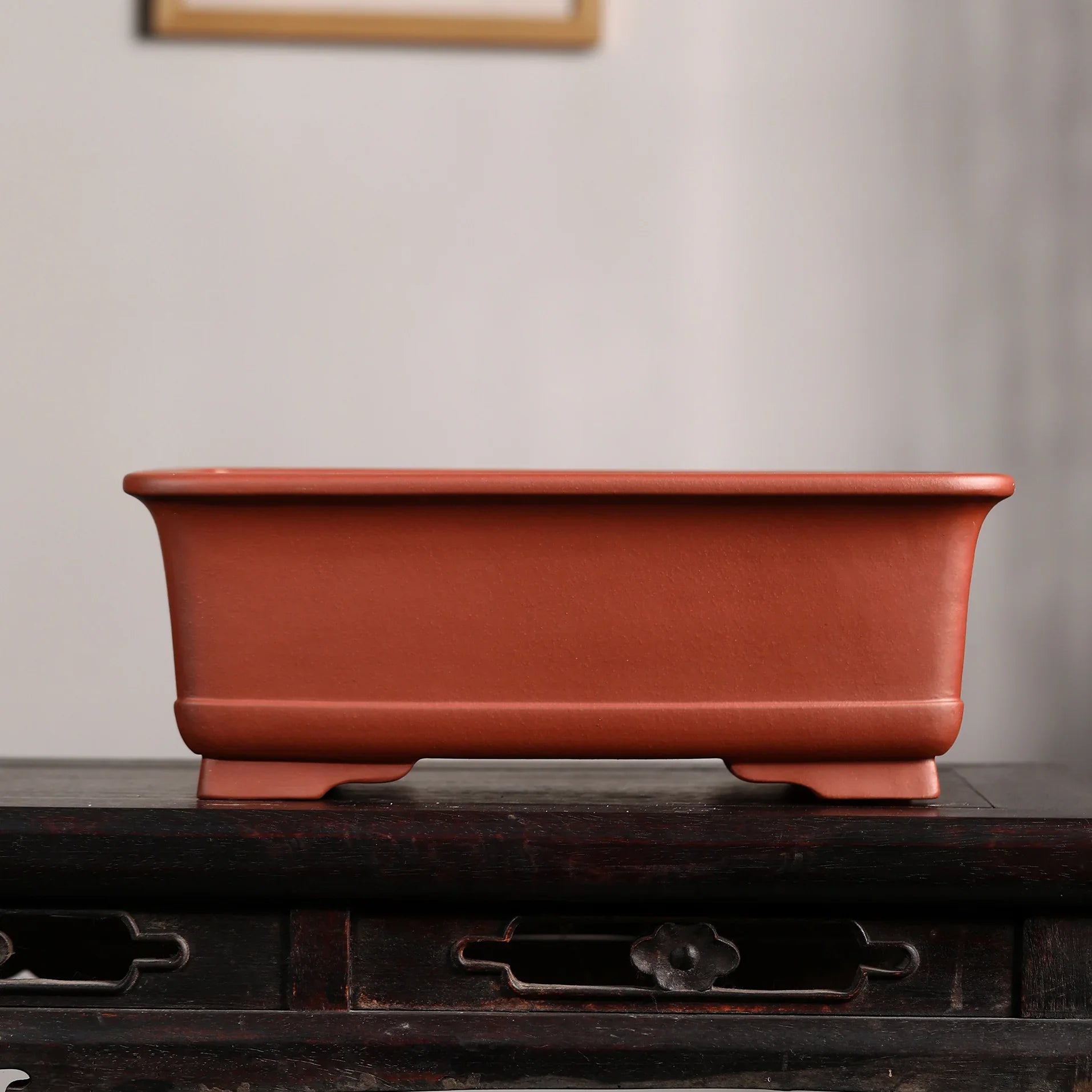 13.9" (35.5cm) Large Rectangular Handcrafted Yixing Clay Bonsai Pots Orange Color