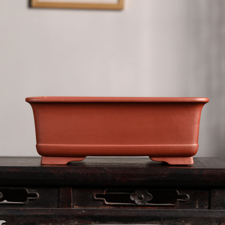 13.9" (35.5cm) Large Rectangular Handcrafted Yixing Clay Bonsai Pots Orange Color
