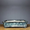 13.9 inch (35.5cm) Large Rectangular Indented Corner Multi-Tone Glazed Bonsai Pots Green Color
