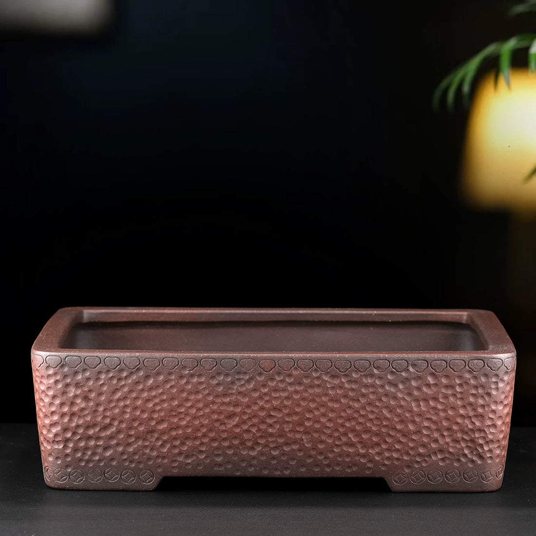 13.9 inch (35.5cm) Large Rectangular Unique Honeycomb-Like Textured Bonsai Pot