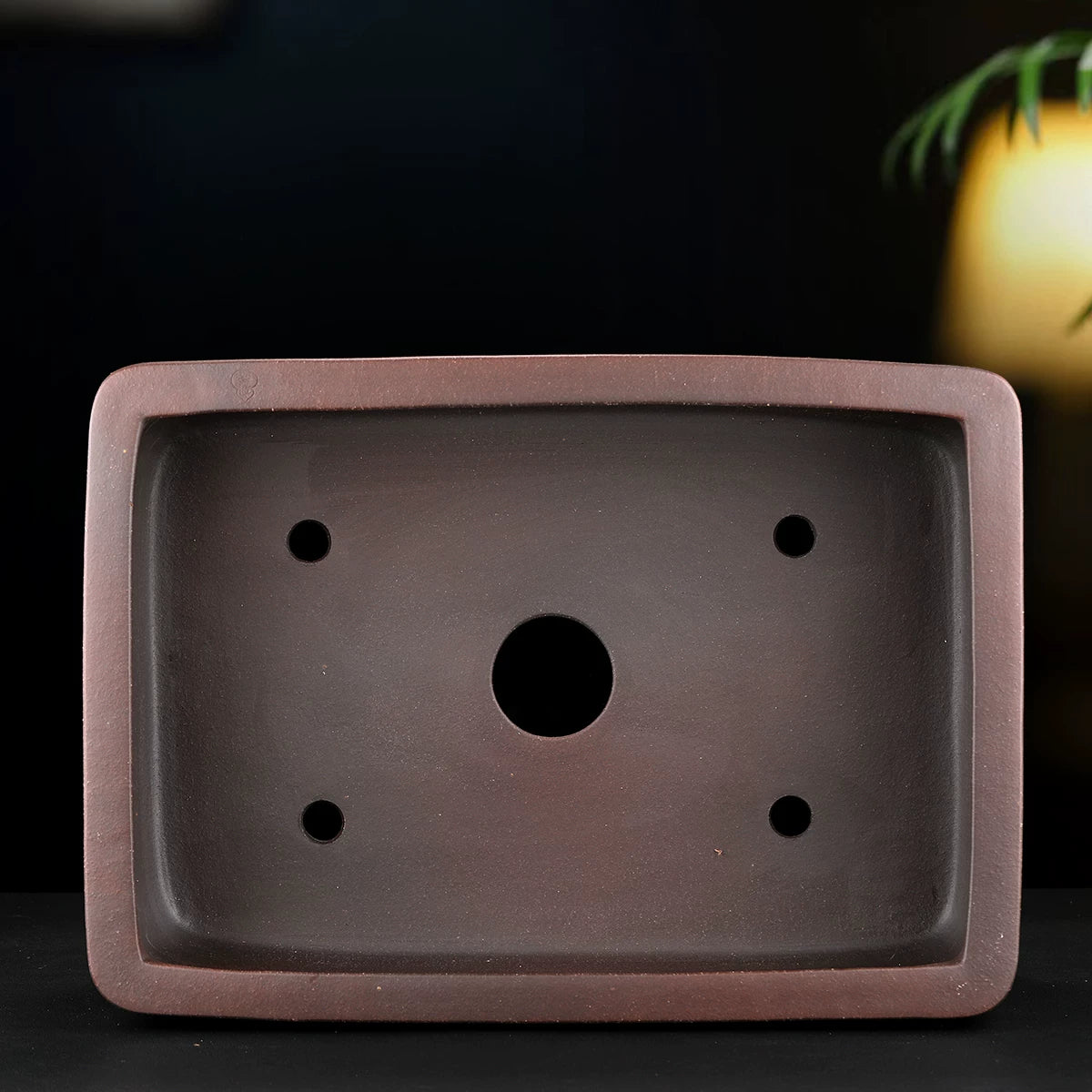 13.9 inch (35.5cm) Large Rectangular Unique Honeycomb-Like Textured Bonsai Pot Inner View