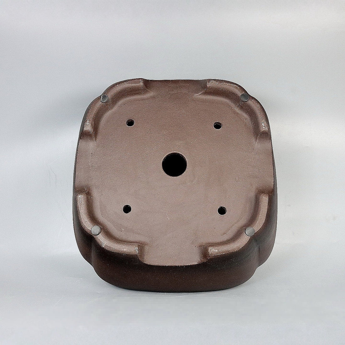 13 inch (33cm) Large 5.5 inch (14cm) Deep Square Dual Tone Bonsai Pot w Indented Corners Bottom View