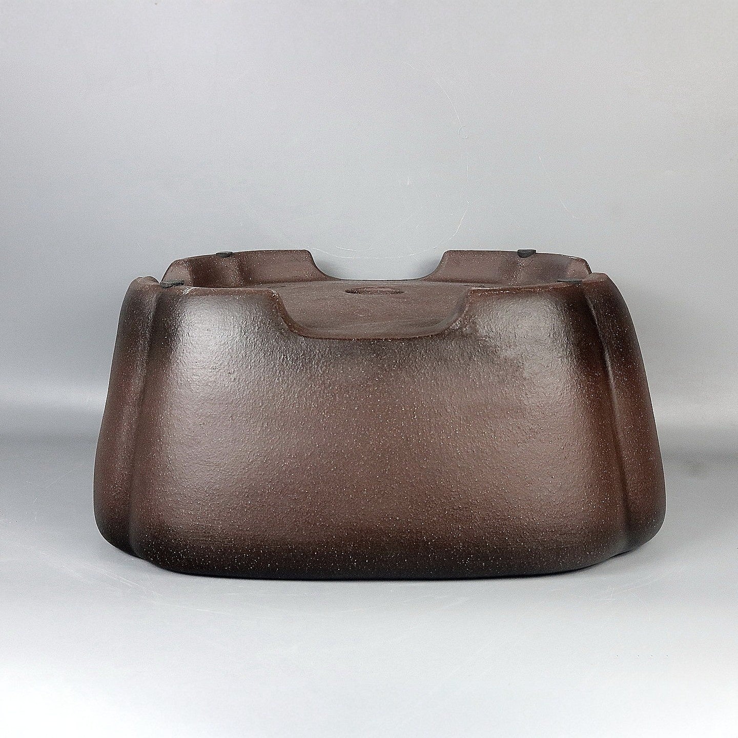 13 inch (33cm) Large 5.5 inch (14cm) Deep Square Dual Tone Bonsai Pot w Indented Corners Upside Down View