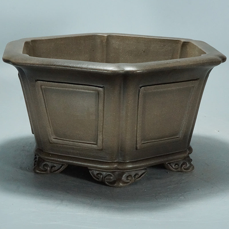 13 inch (33cm) Large 6.5 inch (16.5cm) Deep Hexagonal Classic Semi Cascade Bonsai Pot Corner View