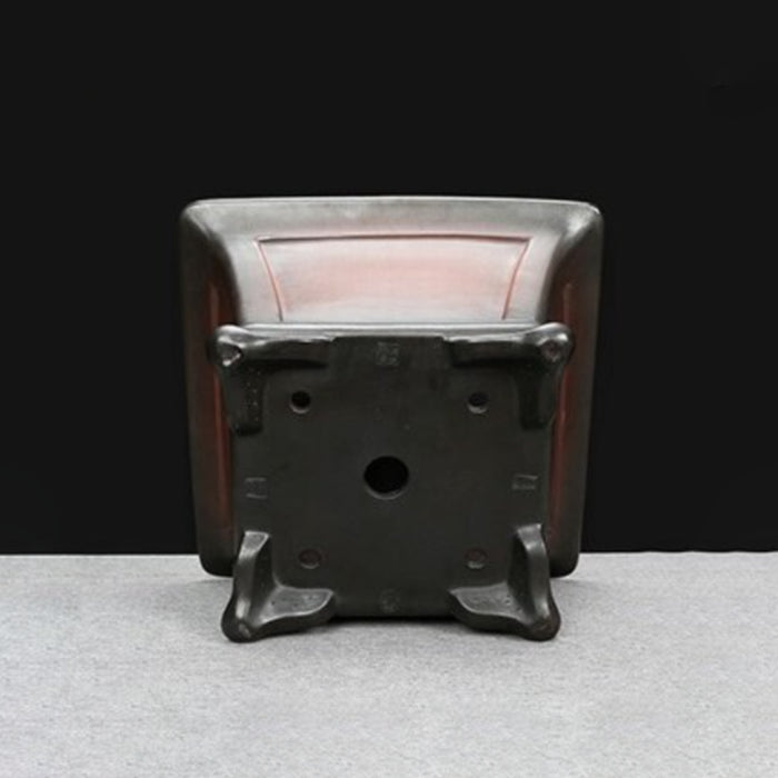 13 inch (33cm) Large 7.6 inch (19.5cm) Deep Flared Square Antique Style Semi Cascade Bonsai Pot Bottom View