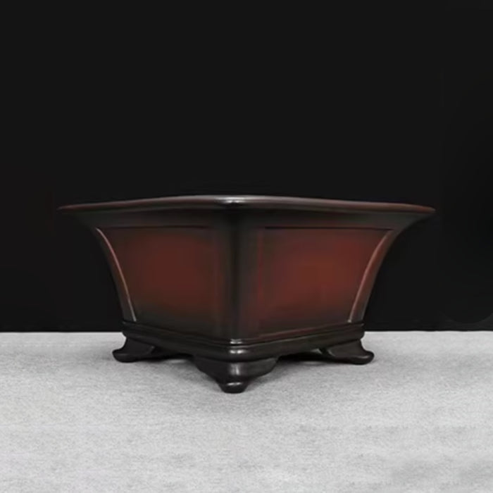 13 inch (33cm) Large 7.6 inch (19.5cm) Deep Flared Square Antique Style Semi Cascade Bonsai Pot Corner View