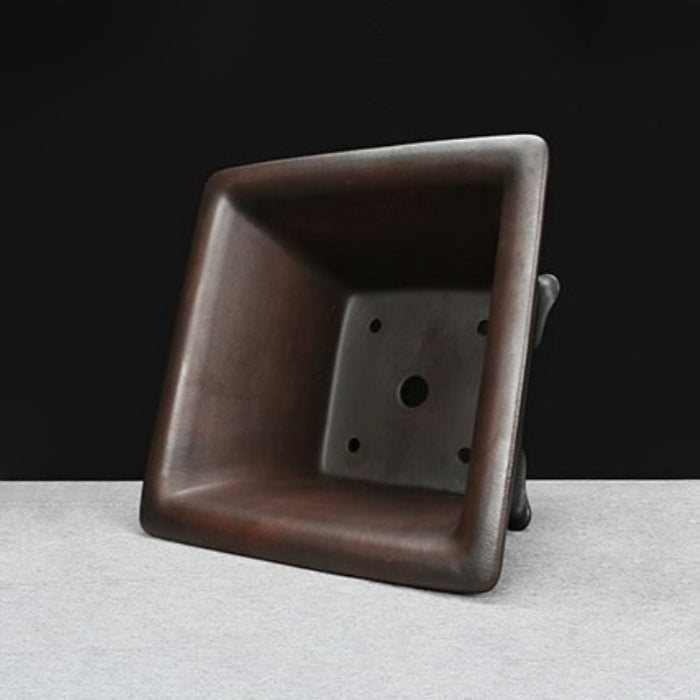 13 inch (33cm) Large 7.6 inch (19.5cm) Deep Flared Square Antique Style Semi Cascade Bonsai Pot Inner View