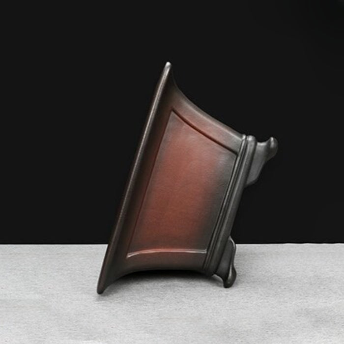 13 inch (33cm) Large 7.6 inch (19.5cm) Deep Flared Square Antique Style Semi Cascade Bonsai Pot Side View