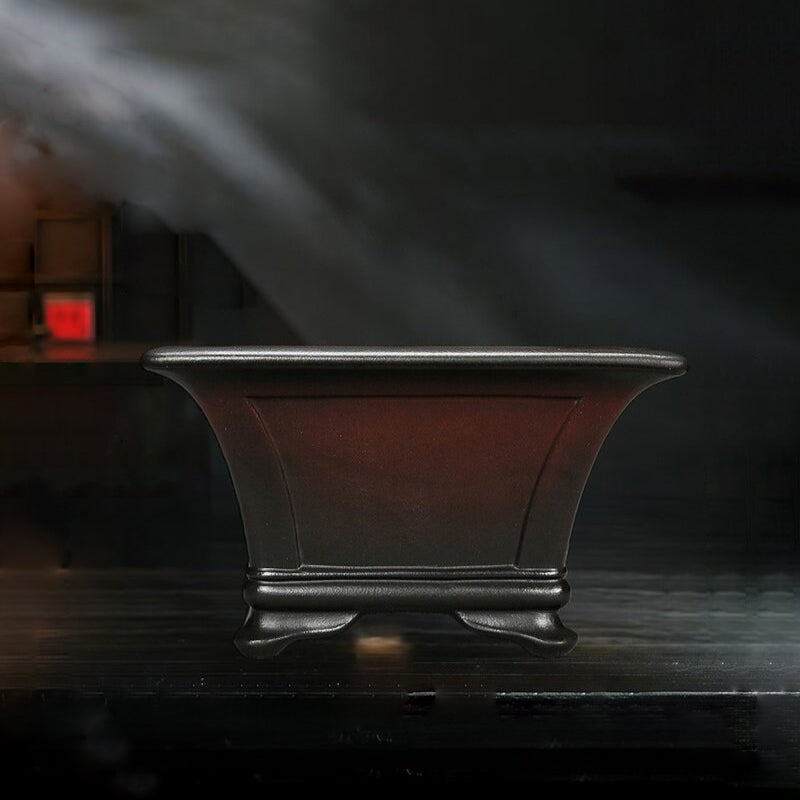 13 inch (33cm) Large 7.6 inch (19.5cm) Deep Square Dual Tone Antique Style Semi Cascade Bonsai Pot