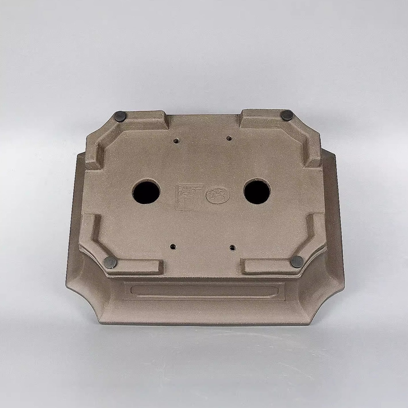 13 inch (33cm) Large Corner-Cut Flared Rectangular Premium Unglazed Bonsai Pot Bottom View