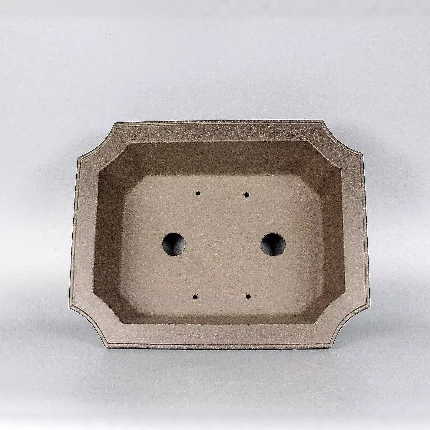 13 inch (33cm) Large Corner-Cut Flared Rectangular Premium Unglazed Bonsai Pot Inner View