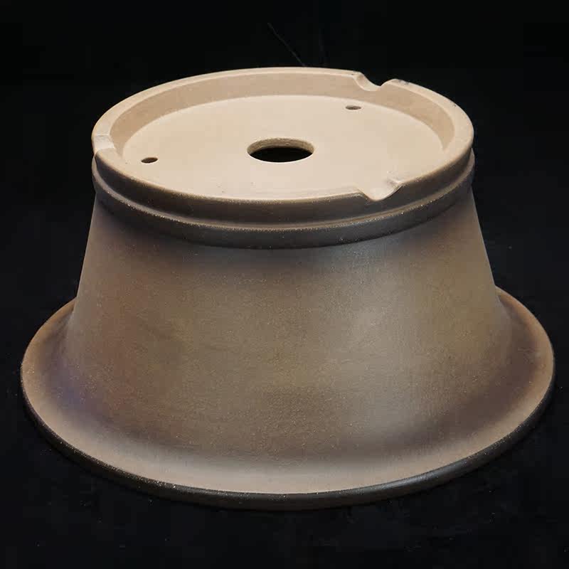 13 inch (33cm) Wide 6.7 inch (17cm) Deep Round Flared Dual Tone Semi Cascade Bonsai Pot Bottom View